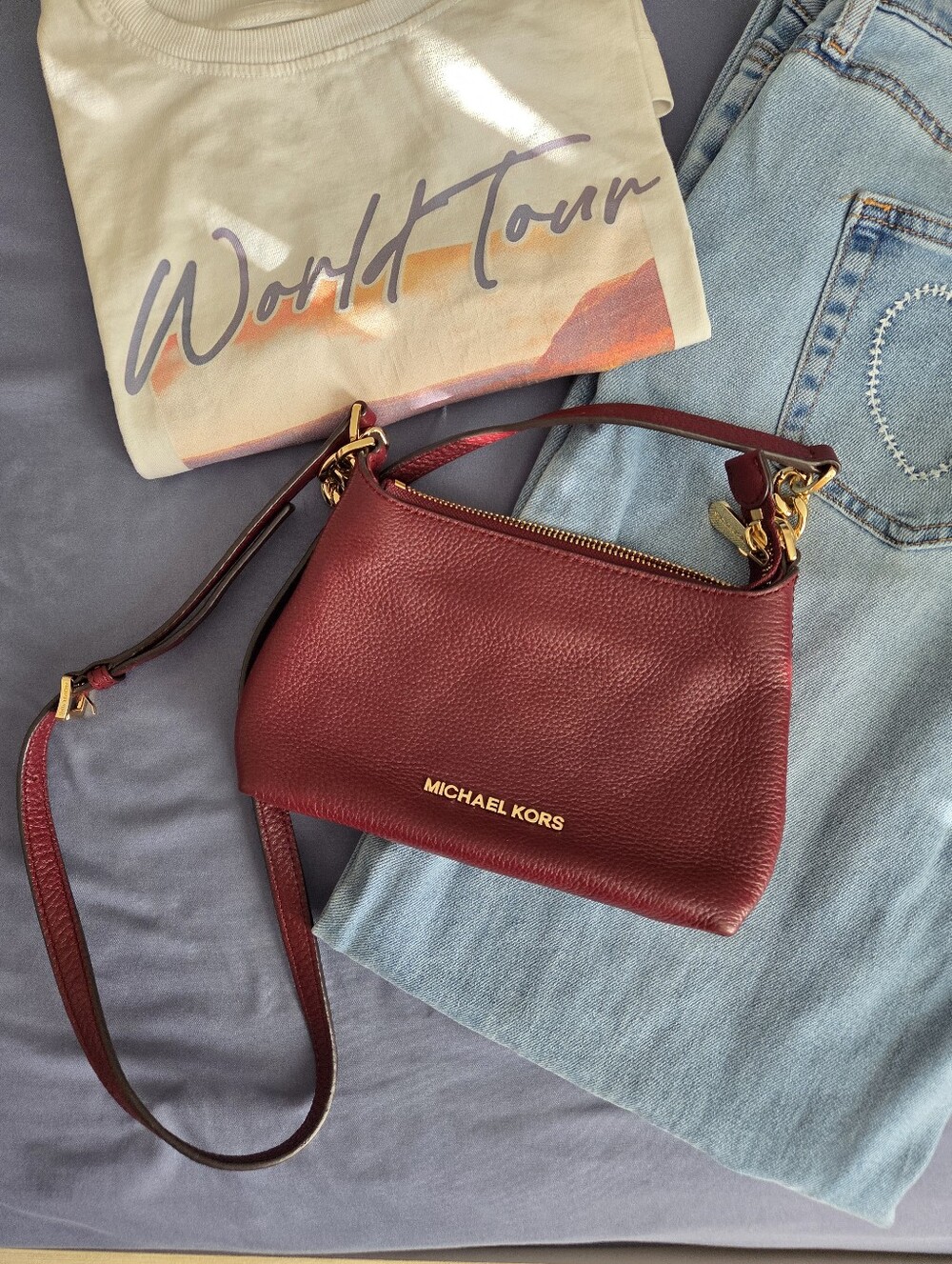 Michael Kors Women's Burgundy Leather Crossbody Bag